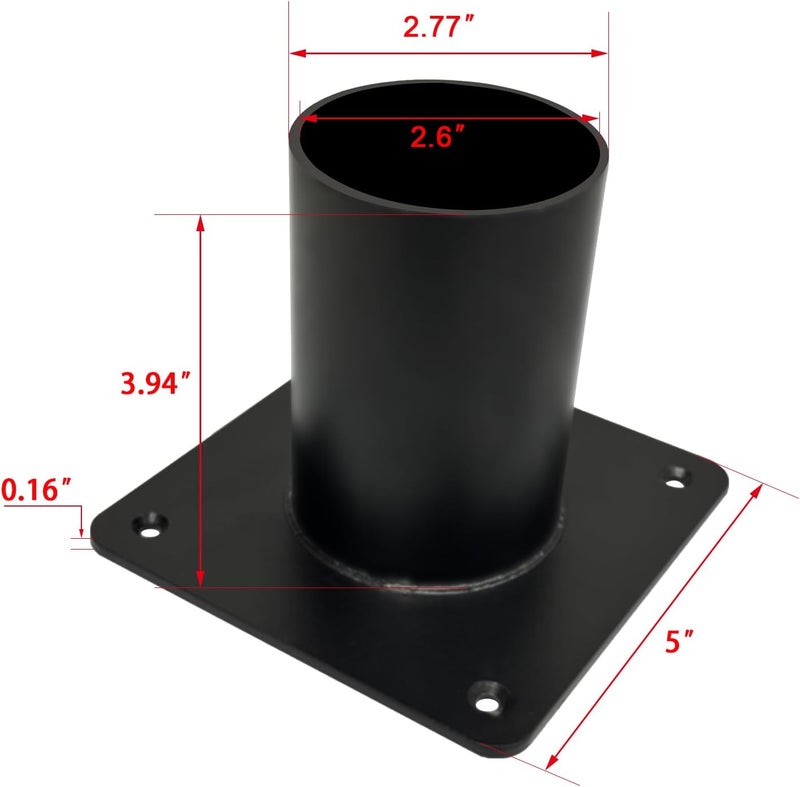 iFvBey Heavy Duty Pier Mount Adapter for 3" Surface Mount Post, Metal Black Outdoor Post Bracket for Post Light, Mailbox Pole, Light Pole - Image 2